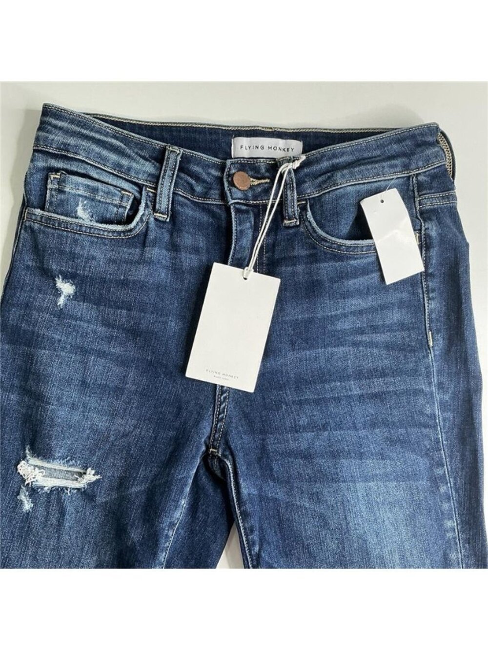 Flying Monkey Black Label High Rise Straight Leg Jeans Indigo Blue Sz 27 New